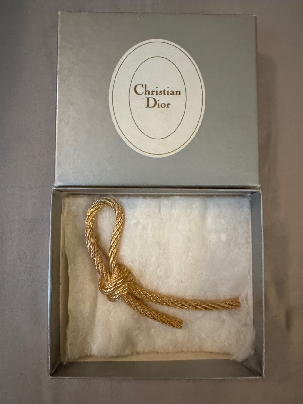 Vintage Christian Dior Gold-Tone Rope Knot Brooch
